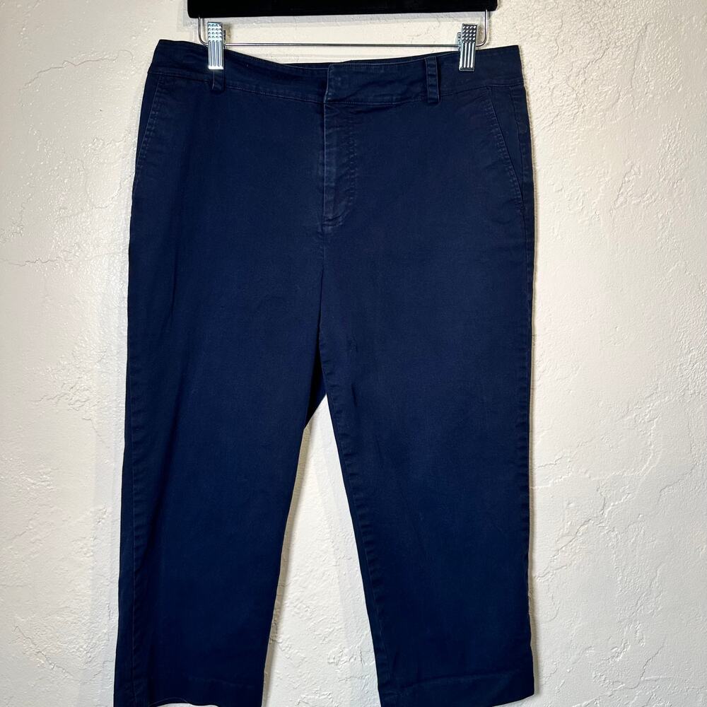 Ladies Chaps Size 10 Midrise Capri Pants Navy Blue Coastal Nautical Beachy